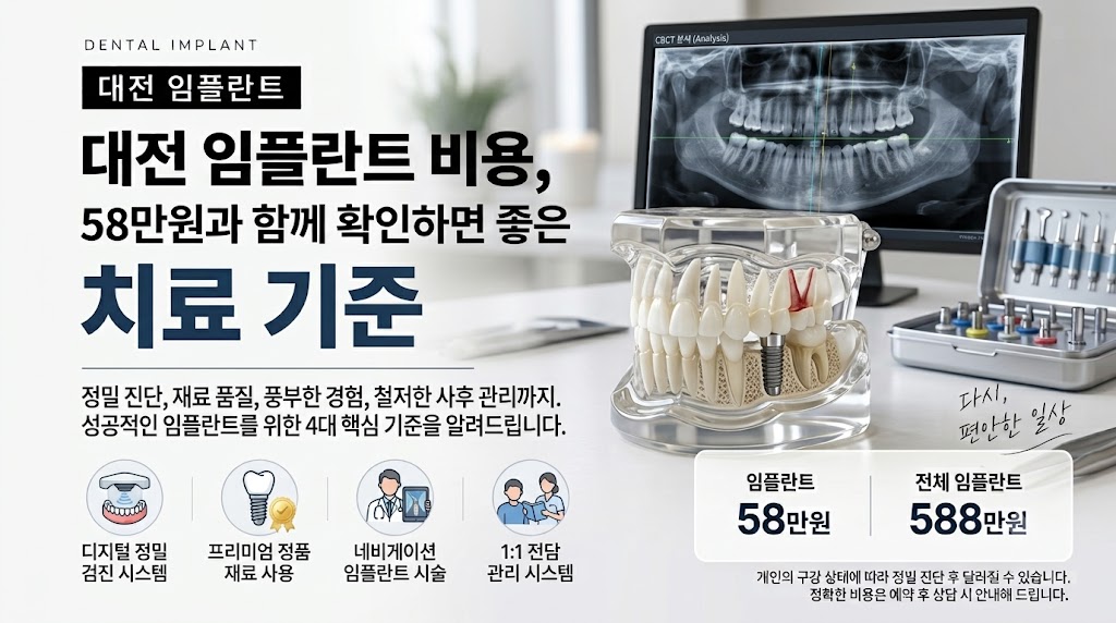 대전 임플란트 비용, 58만원과 함께 확인하면 좋은 치료 기준