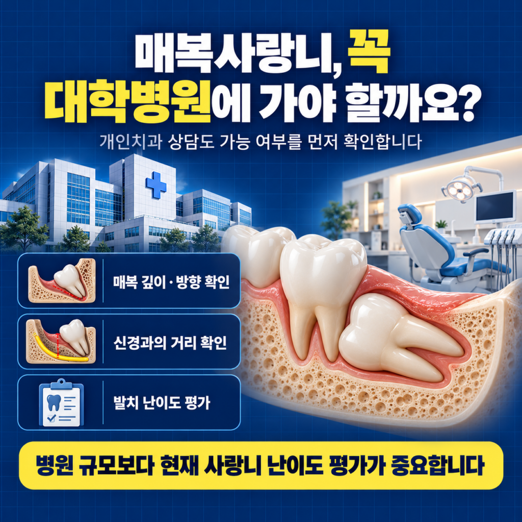 대전 매복사랑니는 대학병원 가야 한다던데, 대전에서 개인치과 중에도 상담할 곳 있어?