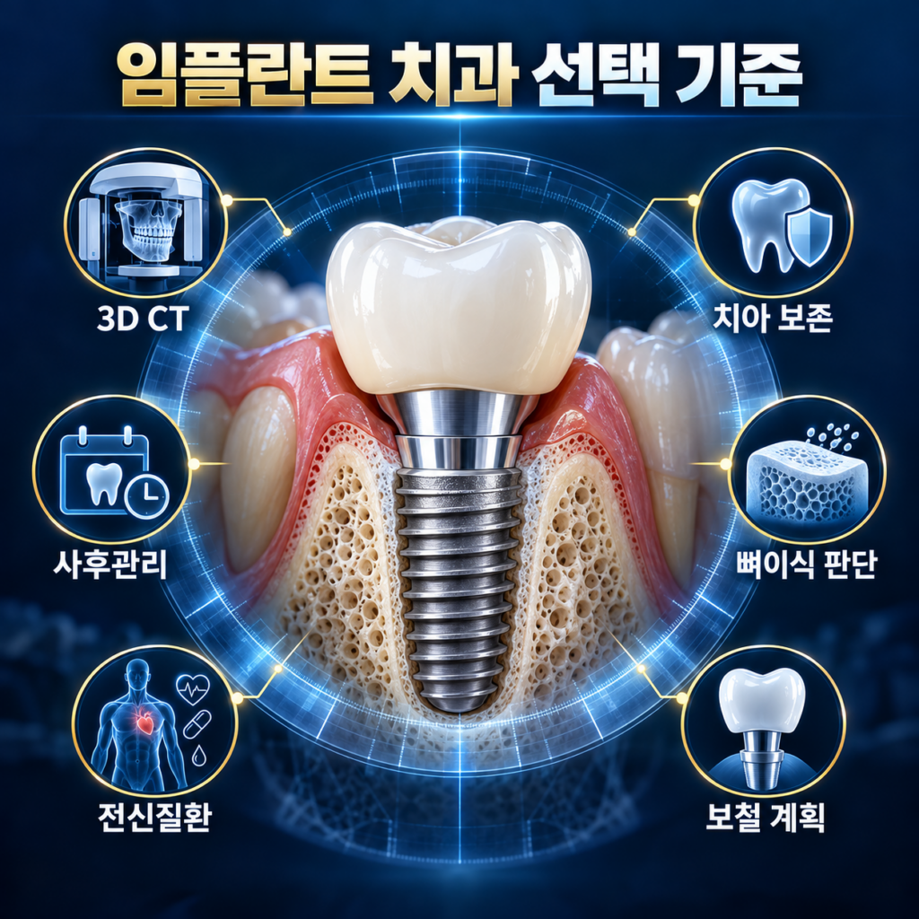 3D CT와 치아 보존 및 보철 계획을 확인하는 임플란트 치과 선택 기준