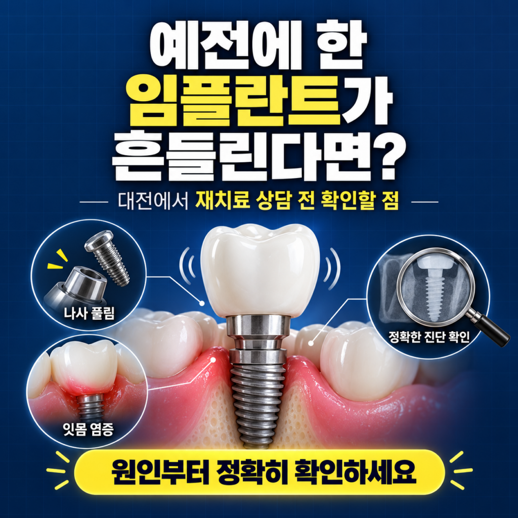 예전에 한 임플란트가 흔들리는데, 대전에서 재치료 상담 가능한 치과 있을까요?