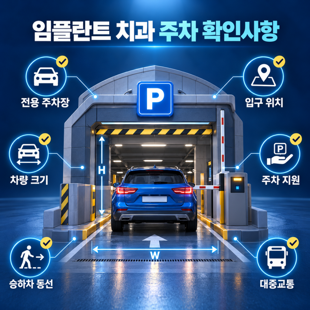 임플란트 치과 방문 전 확인하는 주차장 입구와 차량 크기 제한