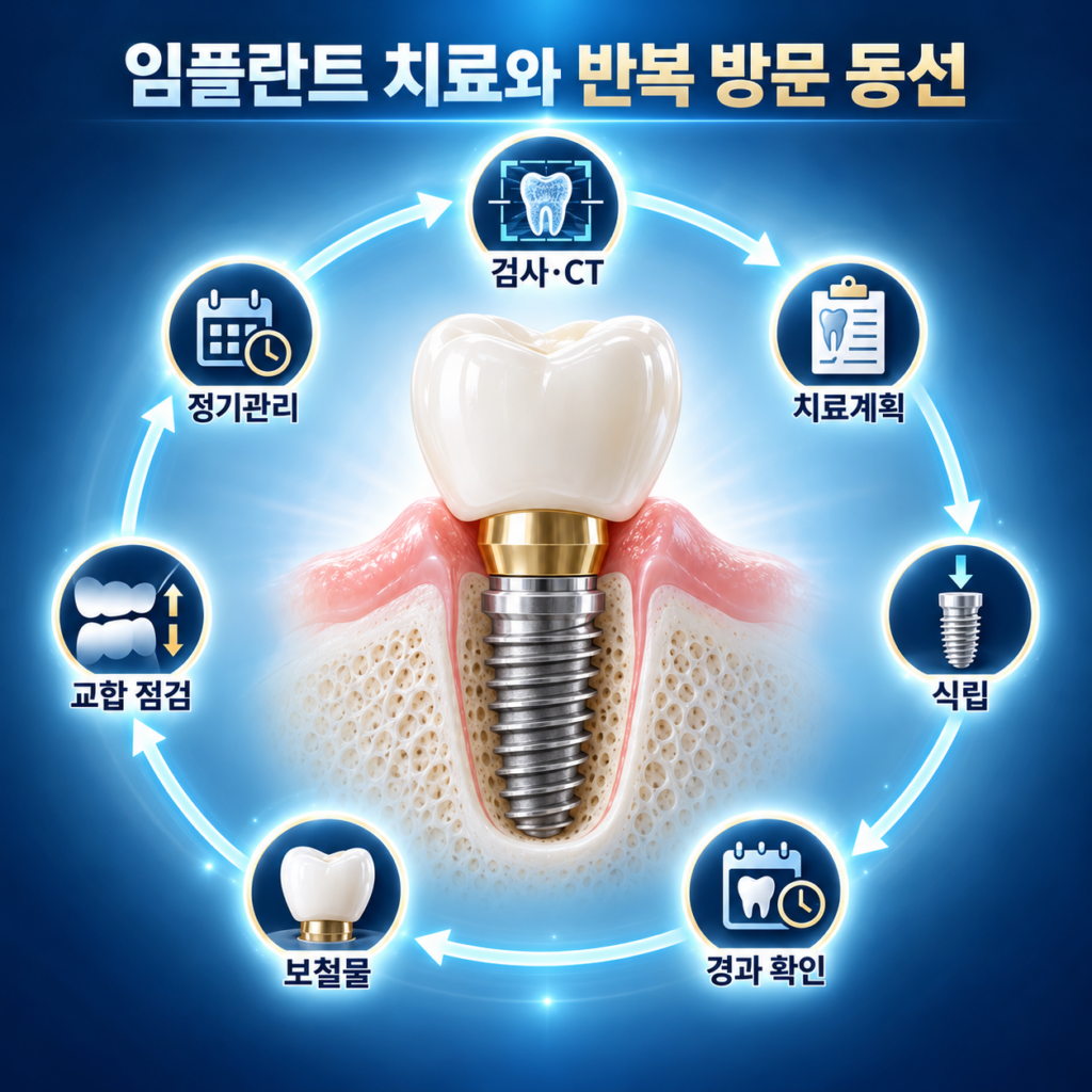 임플란트 상담부터 사후관리까지 반복 내원을 고려한 이동 동선