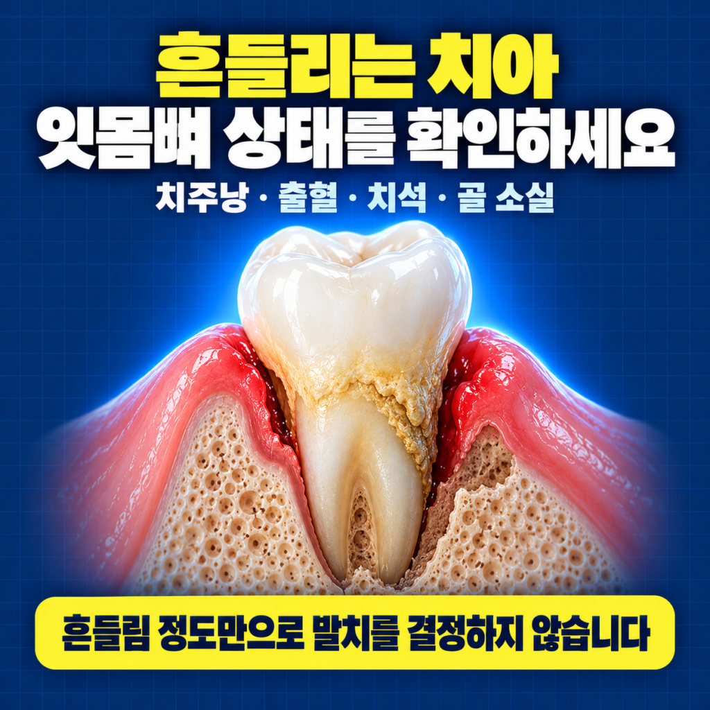 흔들리는 치아의 치주낭과 잇몸뼈 검사
