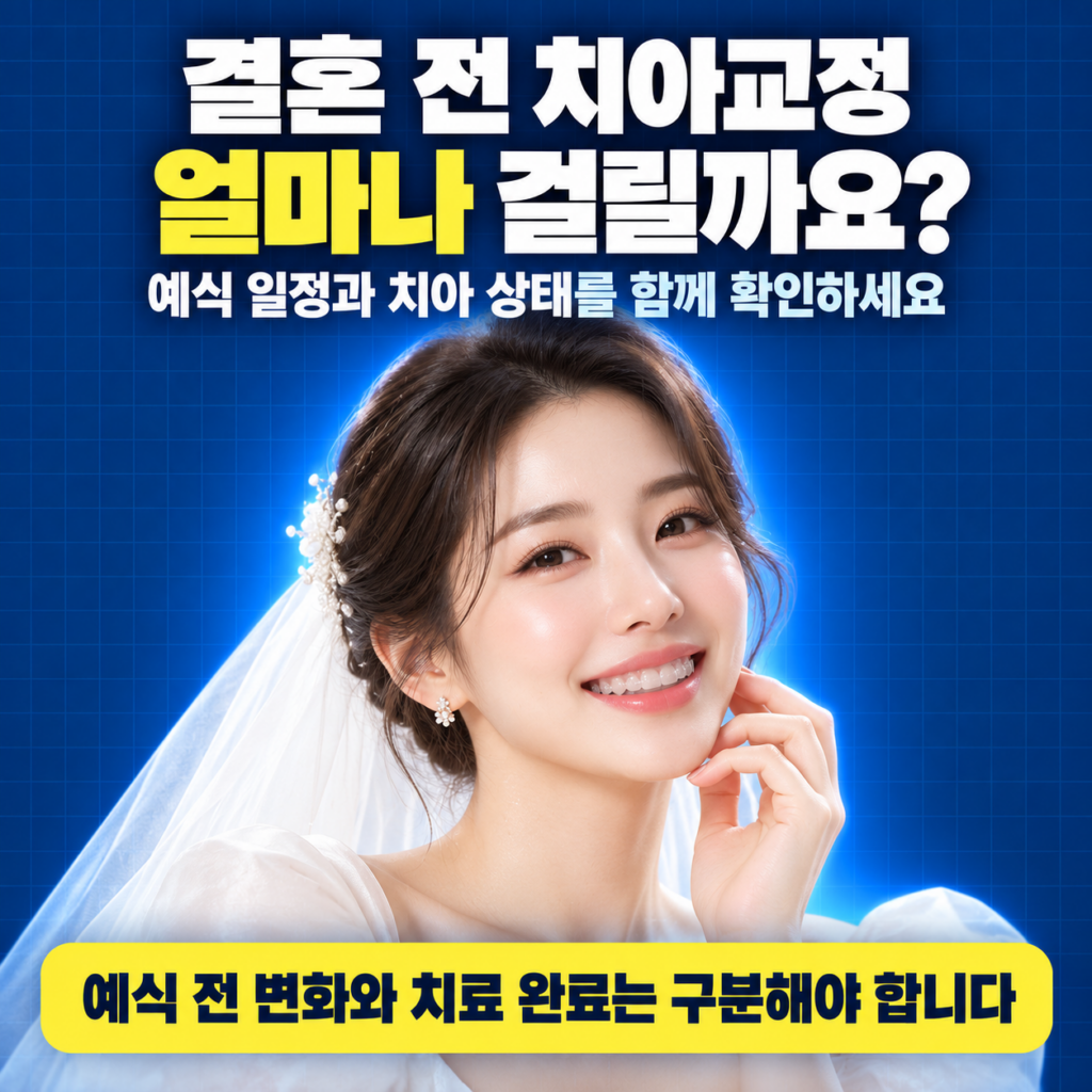 결혼을 앞두고 있는데, 치아교정은 얼마나 걸릴까요? 웨딩 치아교정