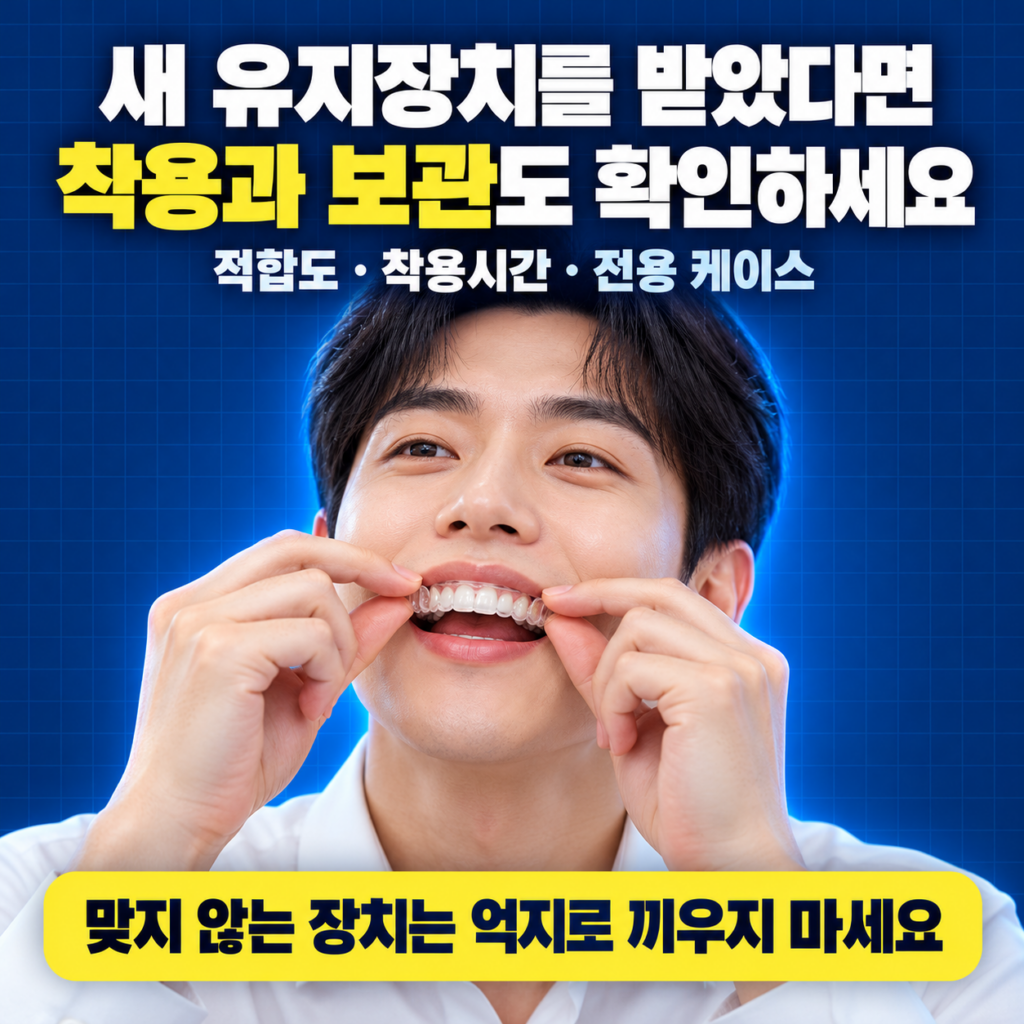 재제작한 투명 유지장치의 적합도와 착용관리를 안내하는 이미지