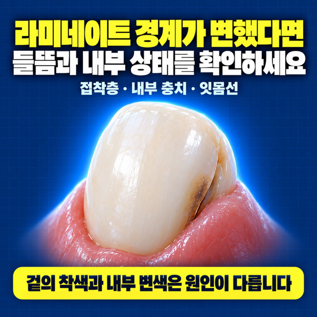 라미네이트 경계의 들뜸과 변색 원인 검사